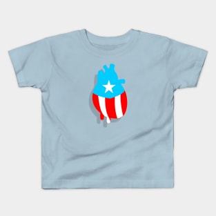 Puerto Rican Flag Heart Realistic Design Kids T-Shirt